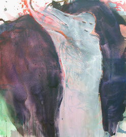 SIMONE KILL "FIGURENSTUDIE (LAR)" 2015 ACRYL AUF LEINWAND 105 X 95 CM