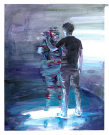 BÜKE SCHWARZ  "FIRST CONTACT" ZYKLUS CE-3  30 X 24 CM ACRYL UND AQUARELL AUF PAPIER 2017