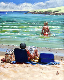 Beach Sunday - Acrylic 10 x 8 inches (25 x 20 cm).