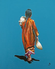 The potter's daughter, Bahla, Oman - Acrylic on canvas board, 10 x 8 inches (25 x 20 cm)