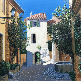 Sunlight, Seguret, Provence - Acrylic, 16 x 16 inches (40 x 40 cm)