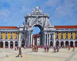 Rua Augusta Arch, Lisbon - Oil,, 8 x 10 inches (25 x 20 cm).   