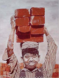 LE JEUNE PORTEUR DE BRIQUES - 21 X 30 - 1990
