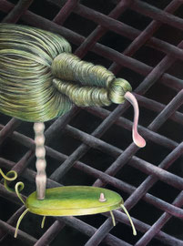 Noch am Netz, 2025 / Öl und Eitempera auf Leinwand / 80x60 cm