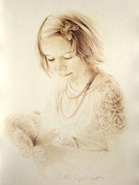 Portrait mit Rötel und Sepia nach dem Foto zeichnen lassen 
