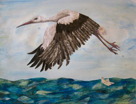 "Ach, wie du ausholst, Vogel...", Mixed Media, 49 x 40, 1100 Euro