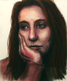 "Thinking", Tinte, Kohle und Pastell auf Papier, 30 x 40 cm, 250 Euro