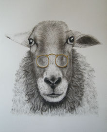 "Schafsichtig", Kohle, Goldblatt, 55 x 70 cm