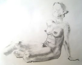 "Sitting Nude", Kohle auf Papier, 56 x 43 cm, 80 Euro