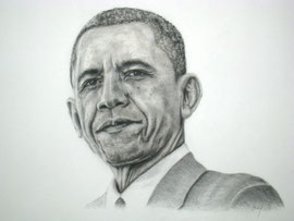"Obama", Graphit und Kohle, 35 x 30 cm, 950 Euro