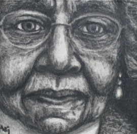 "In her memory", Kohle auf Papier, 9 x 9 cm, 150 Euro