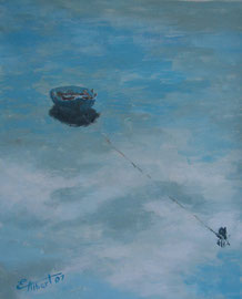 Barca solitaria - Acrílic sobre paper - 32 x 40 cm