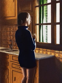 Noia a la finestra - Acrílic sobre llenç - 54 x 73 cm