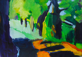 Waldlichtung (2004). Acryl auf festem Papier 60x80cm