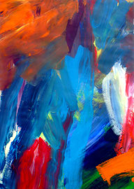 Abstrakt (2012) blau, bunt. Acryl auf festem Papier 80x60cm