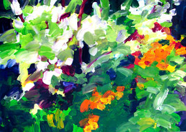 Garten 2013). Acryl auf festem Papier 60x80cm