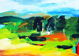 Norwegische Landschaft (2021). Acryl auf festem Papier 40x60 cm