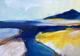 Insel im Meer (2024). Acryl auf festem Papier 60x80 cm