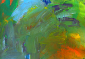 Abstrakt (2005) grün, bunt. Acryl auf festem Papier 60x80cm