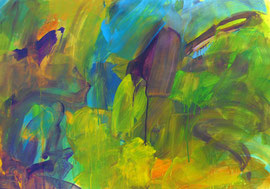 Abstrakt (2005) grün, bunt 2. Acryl auf festem Papier 60x80cm