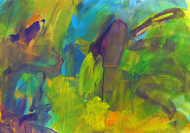 Abstrakt (2005) grün, bunt 2. Acryl auf festem Papier 60x80 cm