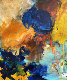 Abstrakt "Blue Roses" (2023). Acryl auf leinwand 120x100 cm