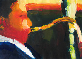 Saxophonspieler (2005). Acryl auf festem Papier 60x80cm