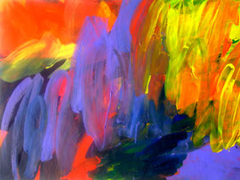 Abstrakt (2011) lila, rot, gelb. Acryl auf festem Papier 60x80 cm