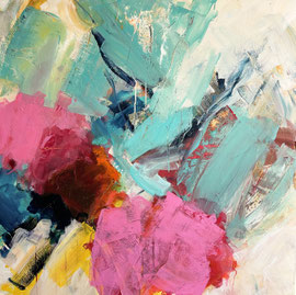 Abstrakt "Winterblumen" (2025). Acryl auf Leinwand 100x100 cm