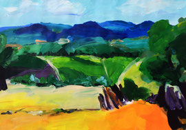 Toskana (2016). Acryl auf festem Papier 60x80 cm