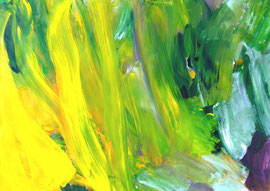 Abstrakt (2013) grün, gelb. Acryl auf festem Papier 60x80 cm