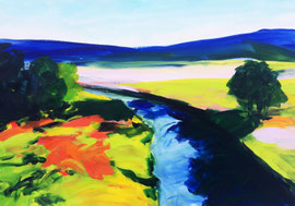 Weites Land (2021). Acryl auf festem Papier 60x80 cm