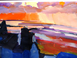 Sonnenuntergang (2013). Acryl auf festem Papier 40x60cm