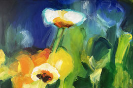 Midsommerblume (2025). Acryl auf Leinwand 120x80 cm