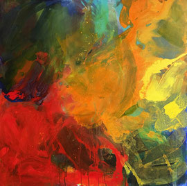 Abstrakt Explosion (2026). Acryl auf Leinwand 100x100 cm