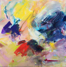 Abstrakt "umhüllt" (2022). Acryl auf Leinwand 100x100 cm