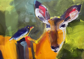 Impala (2023). Acryl auf festem Papier 60x40 cm