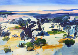 Halbwüste Loneliness (2022). Acryl auf festem Papier 60x80 cm