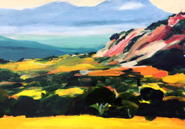 Afrikanische Landschaft,2 (2021). Acryl auf festem Papier 60x80 cm