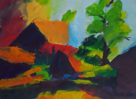 Landschaft (2005). Acryl auf festem Papier 60x80 cm