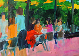 Sidewalk cafe (2014). Acryl auf festem Papier 60x80 cm