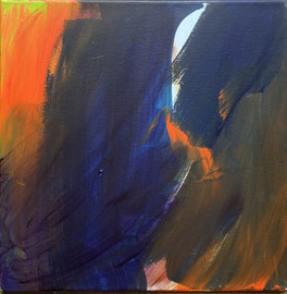 Abstrakt blau rot (2024). Acryl auf Leinwand 50x50 cm