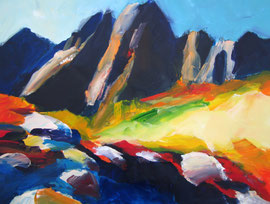 Berglandschaft (2006). Acryl auf festem Papier 60x80 cm