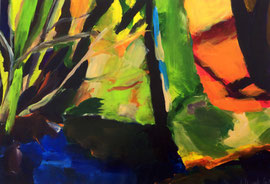 Flußaue (2005). Acryl auf festem Papier 60x80 cm