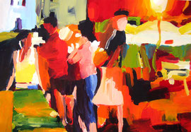 Straßenfest (2009). Acryl auf festem Papier 60x80cm