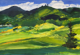 Landschaft "Elsass" (2025). Acryl auf festem Papier 60x80 cm