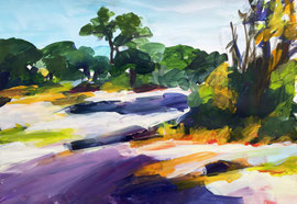 Landschaft (2023). Acryl auf festem Papier 40x60 cm