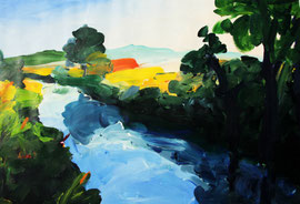 Landschaft (2017). Acryl auf festem Papier 60x80 cm