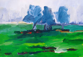 Im Nebel (2015). Acryl auf festem Papier 60x80cm