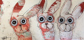 3 lapins 16''x8'' on canvas